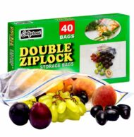Catiferous 40 Pcs Zip Lock Bags Large Reusable Freezer Bags, 1-Gallon (4.55L) Ziplock Bags Food, Leakproof BPA Free Large Food Bags Zip Seal, Airtight Heavy Duty Plastic Ziplock Bags Food