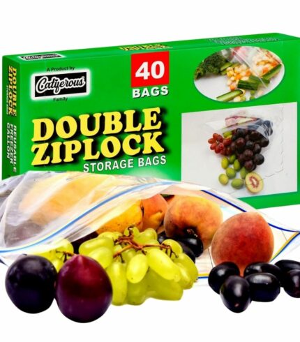 Catiferous 40 Pcs Zip Lock Bags Large Reusable Freezer Bags, 1-Gallon (4.55L) Ziplock Bags Food, Leakproof BPA Free Large Food Bags Zip Seal, Airtight Heavy Duty Plastic Ziplock Bags Food