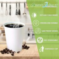 100 X 8oz Paper Cups, 270ml White Disposable Cups, Eco Friendly Paper Cups For Hot and Cold Drinks, Premium Disposable Coffee Cups for Your Home, Office, Café, Work, Parties or Outdoors