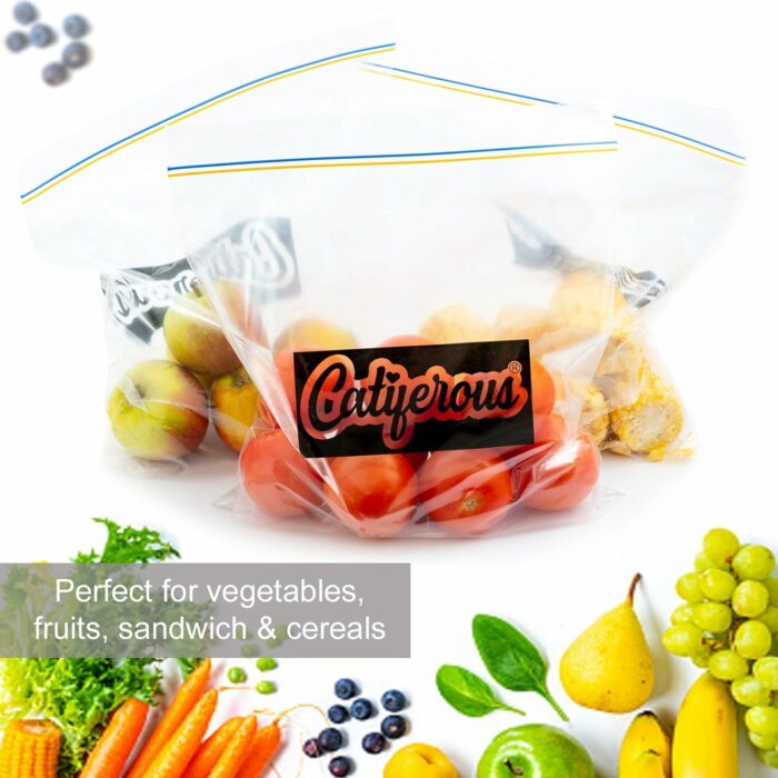 Catiferous 40 Pcs Zip Lock Bags Large Reusable Freezer Bags, 1-Gallon (4.55L) Ziplock Bags Food, Leakproof BPA Free Large Food Bags Zip Seal, Airtight Heavy Duty Plastic Ziplock Bags Food
