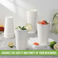 100 X 16oz Paper Cups, 450ml White Disposable Cups, Eco Friendly Paper Cups For Hot and Cold Drinks, Premium Disposable Coffee Cups for Your Home, Office, Café, Work, Parties or Outdoors
