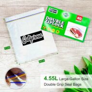 Catiferous 40 Pcs Zip Lock Bags Large Reusable Freezer Bags, 1-Gallon (4.55L) Ziplock Bags Food, Leakproof BPA Free Large Food Bags Zip Seal, Airtight Heavy Duty Plastic Ziplock Bags Food