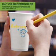 100 X 12oz Paper Cups, 350ml White Disposable Cups, Eco Friendly Paper Cups For Hot and Cold Drinks, Premium Disposable Coffee Cups for Your Home, Office, Café, Work, Parties or Outdoors