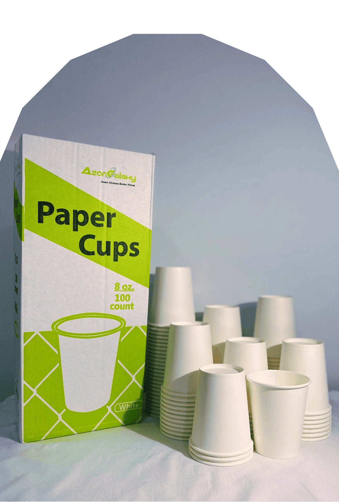 A box of paper cups sitting on top of a table